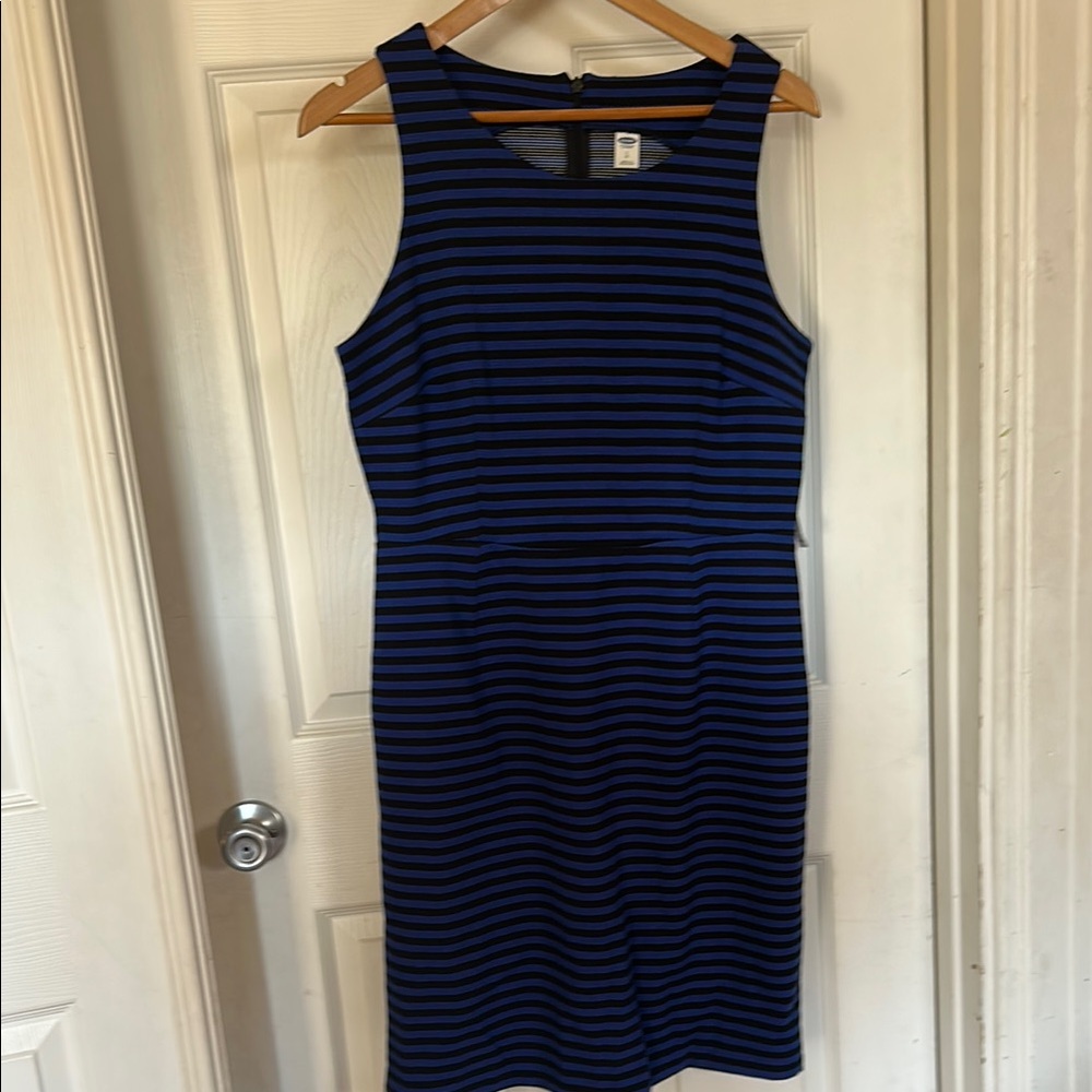 Old Navy Blue Ribbed Sheath Midi Dress